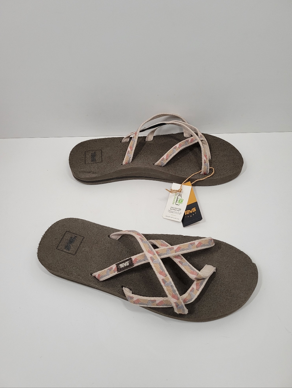 Teva OLOWAHU Waterfall Antique Gold Brown Flip Flop Sandals Women Size 11 NWT